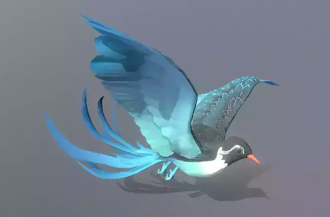 CUTE BLUE BIRD FLY Fbx Pbr Animated