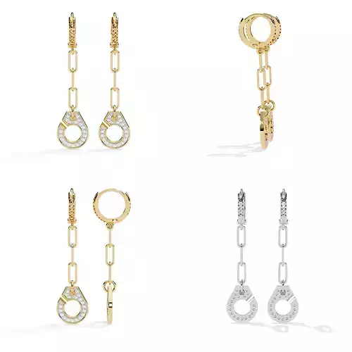 Modern Geometric Dangle Earrings CAD Model 3DM STL Files