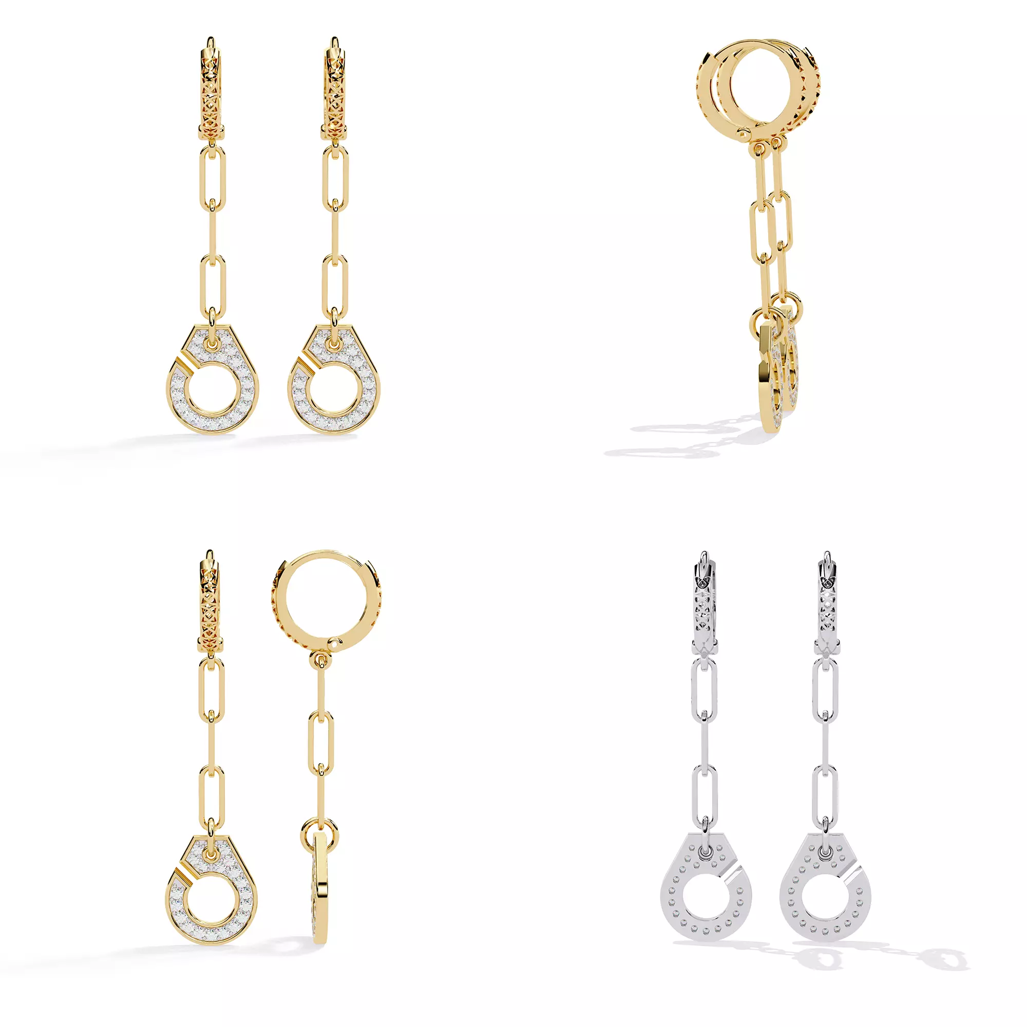 Modern Geometric Dangle Earrings CAD Model 3DM STL Files 3D print model
