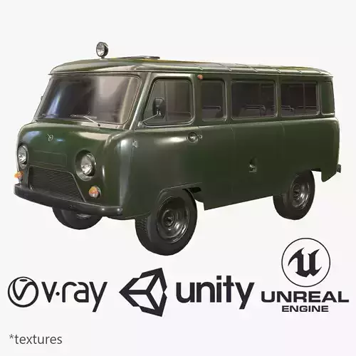 UAZ 452 2206 Military Low-poly 3D model