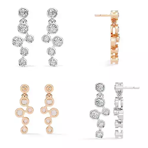 Diamond Bubble Drop Earrings STL 3DM CAD Model