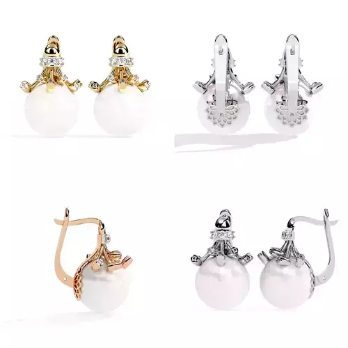 Pearl Cluster Drop Earrings CAD 3DM STL Files