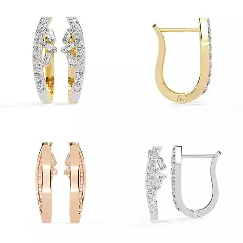 Diamond Open-Hoop Luxe Earrings STL 3DM