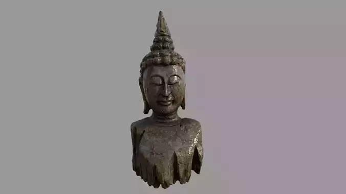 Buddha face sculpture statue hi poly 