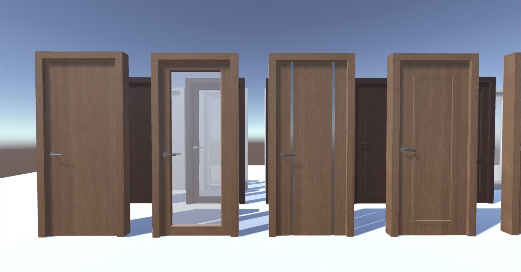 Modern Doors Low-poly 3D model_6