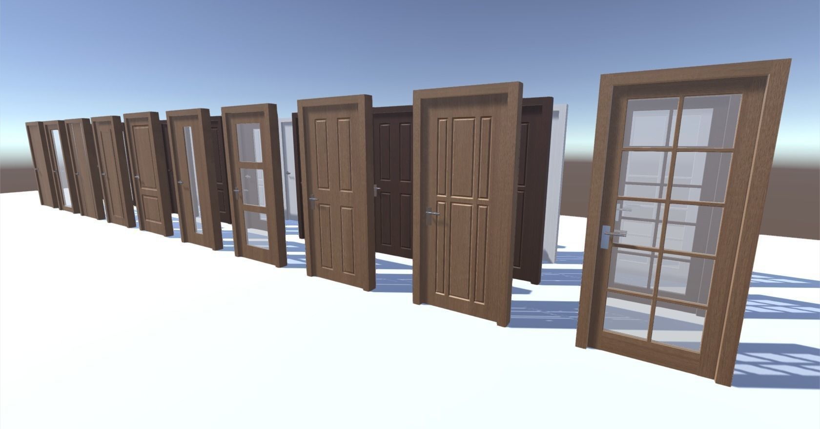 Modern Doors Low-poly 3D model_4