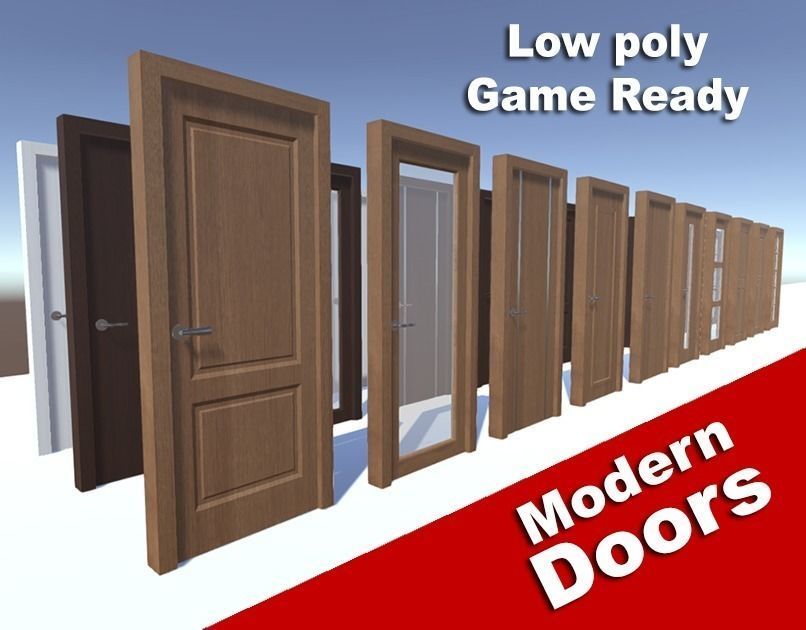Modern Doors Low-poly 3D model_0