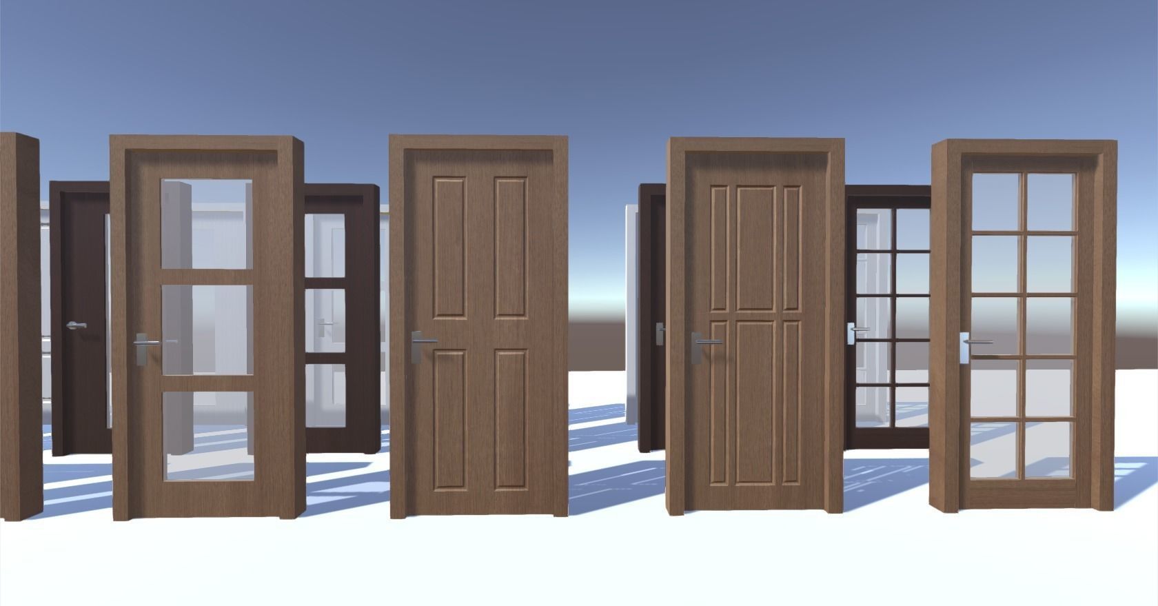Modern Doors Low-poly 3D model_5