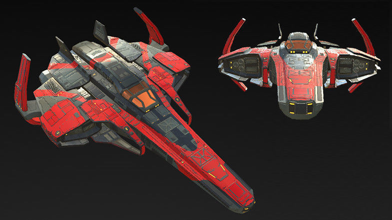 Spaceship Fighter Low-poly 3D model_1