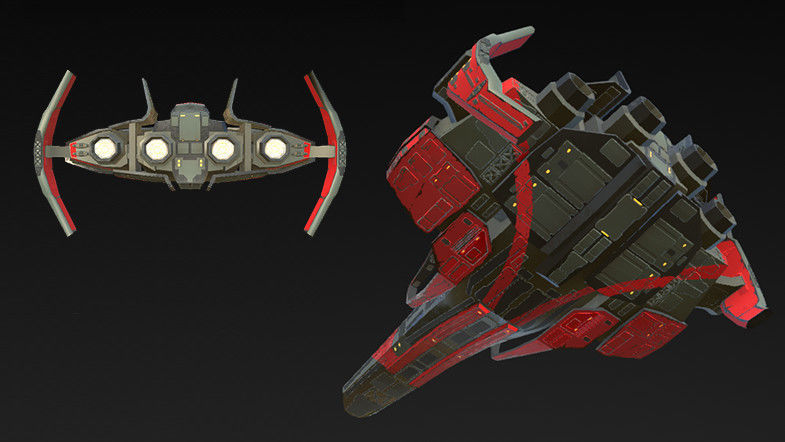 Spaceship Fighter Low-poly 3D model_3