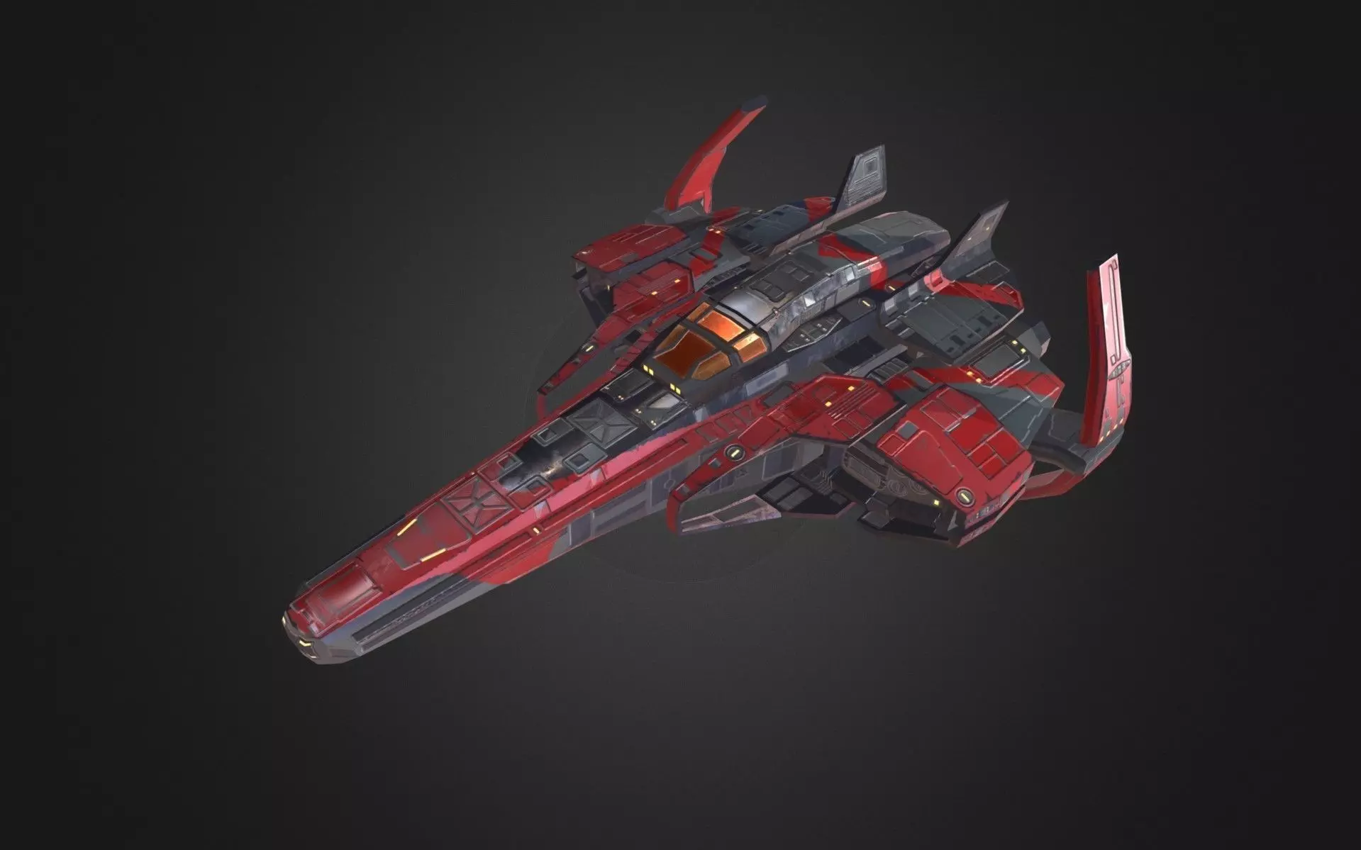Spaceship Fighter Low-poly 3D model_0