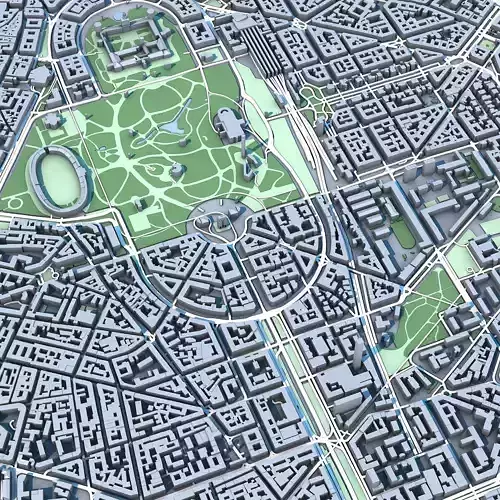Porta Sempione Milano City 3D model 7