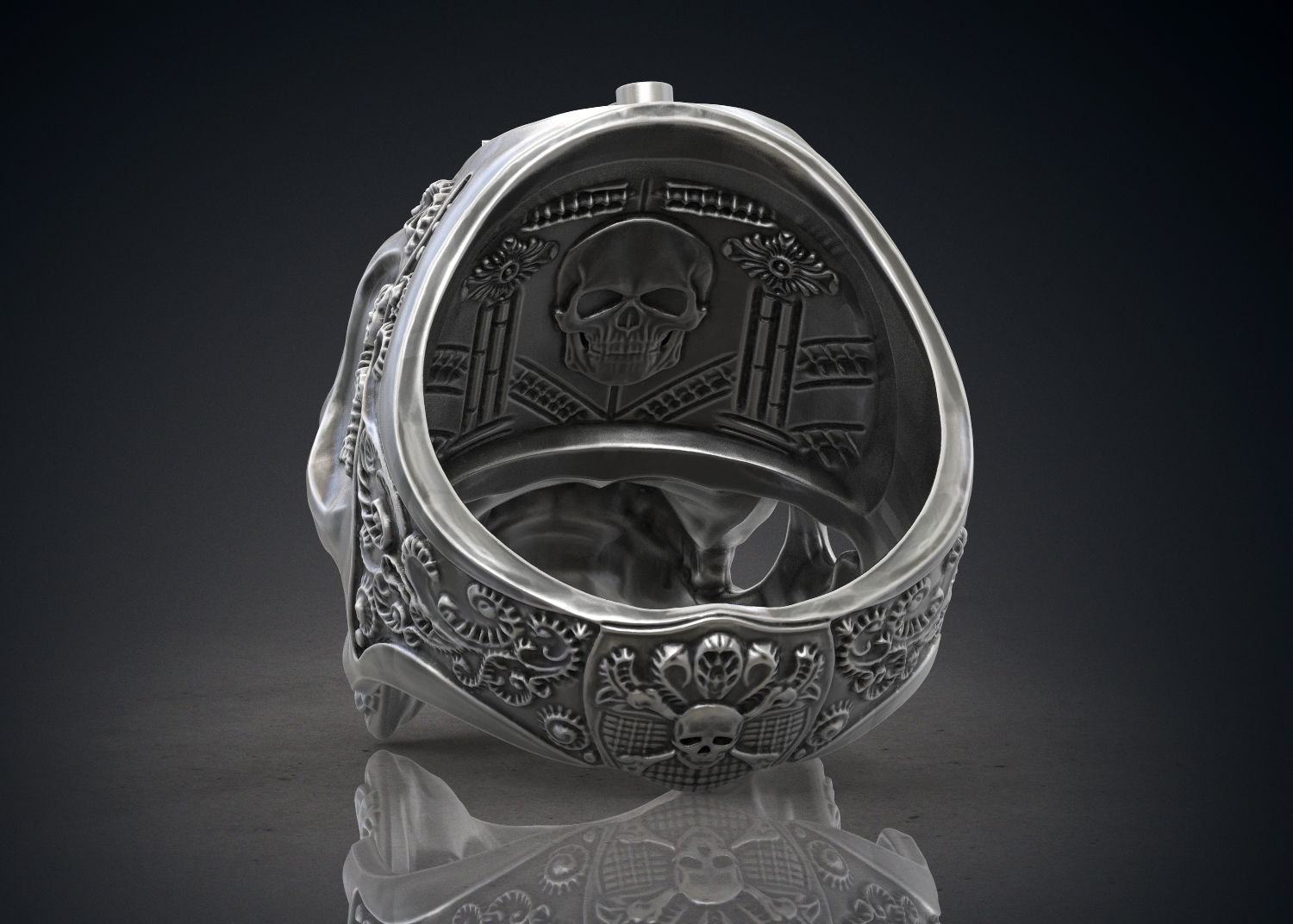 Ring Masonic Skull  Freemasons Ring STL 3d model for 3d printing 3D print model_1