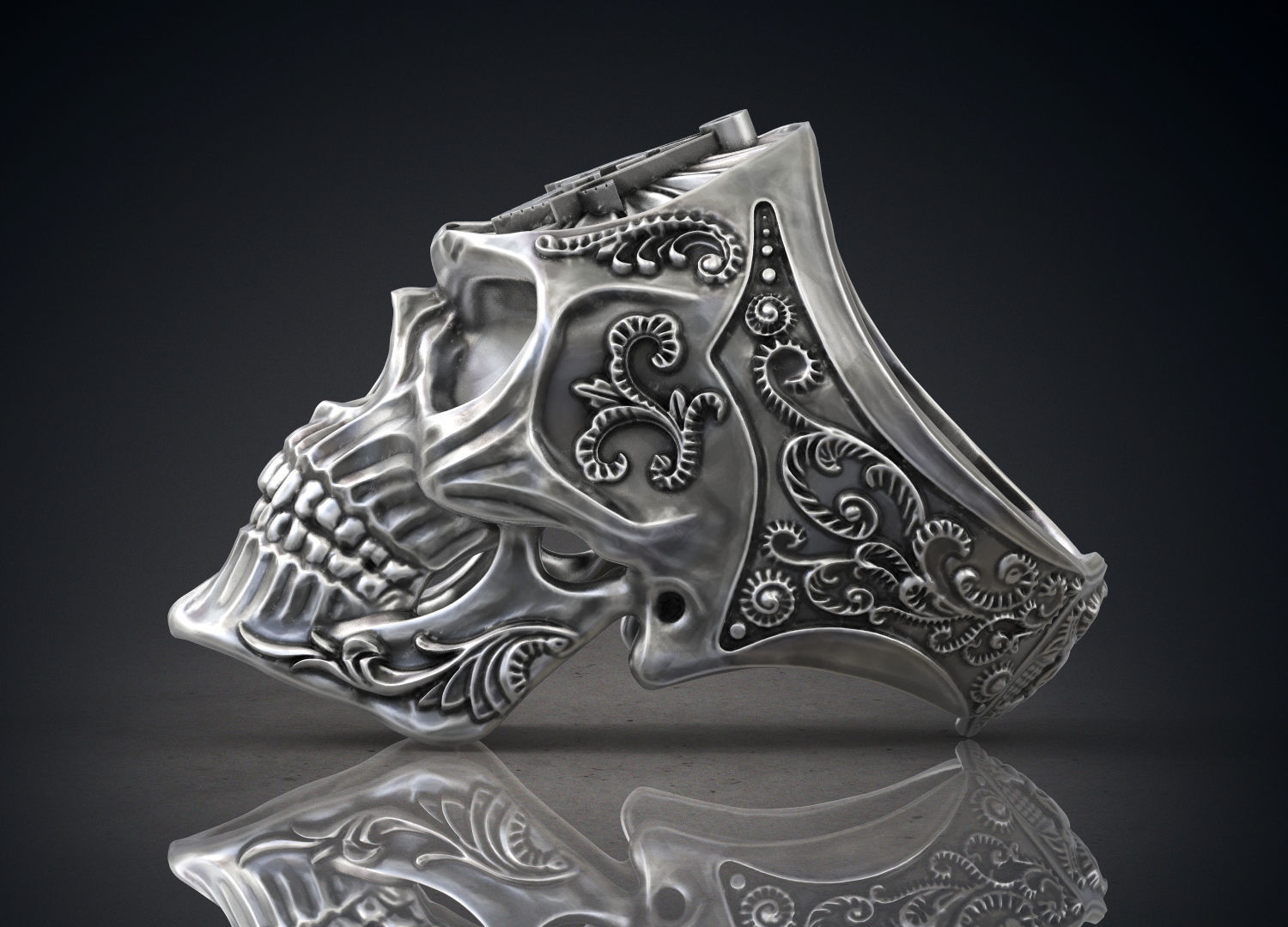 Ring Masonic Skull  Freemasons Ring STL 3d model for 3d printing 3D print model_3