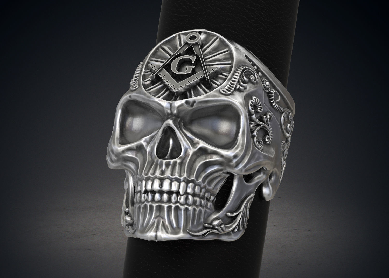 Ring Masonic Skull  Freemasons Ring STL 3d model for 3d printing 3D print model_4