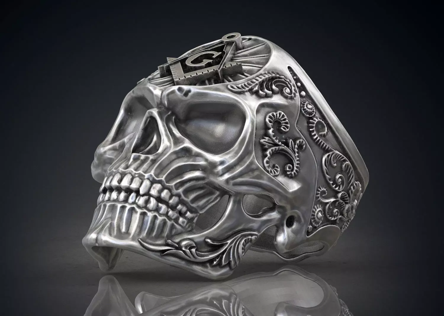 Ring Masonic Skull  Freemasons Ring STL 3d model for 3d printing 3D print model_0