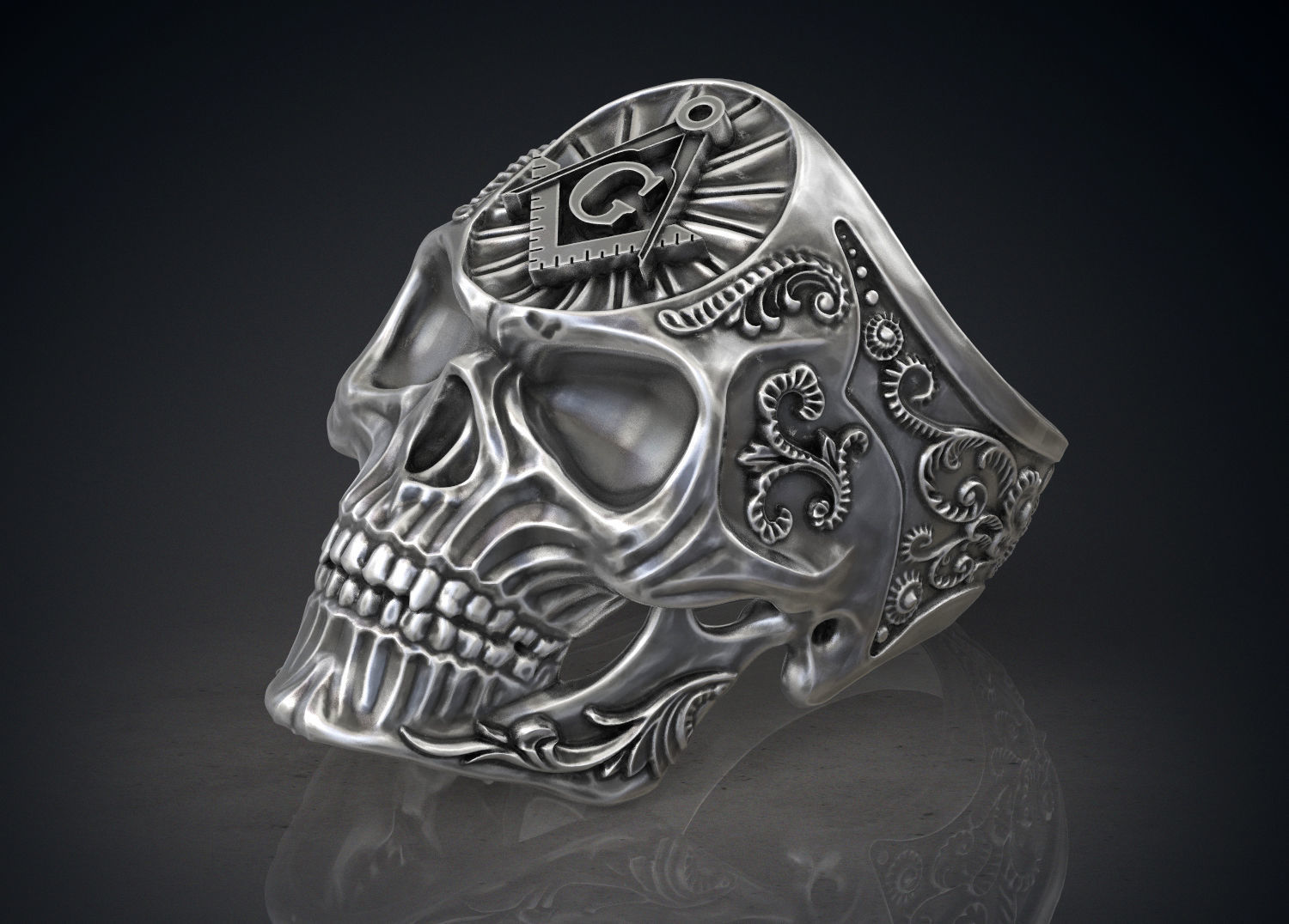 Ring Masonic Skull  Freemasons Ring STL 3d model for 3d printing 3D print model_5