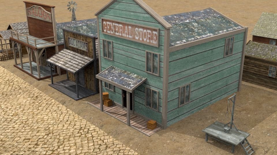 Western town Free low-poly 3D model_14