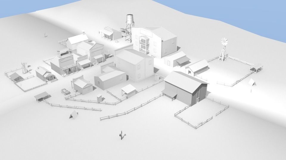 Western town Free low-poly 3D model_28