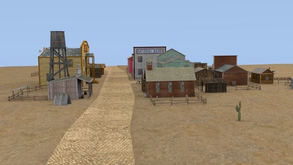 Western town Free low-poly 3D model_5