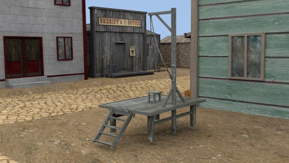 Western town Free low-poly 3D model_9
