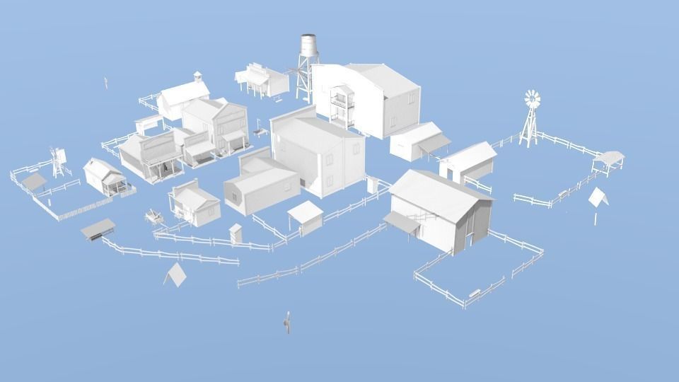 Western town Free low-poly 3D model_1
