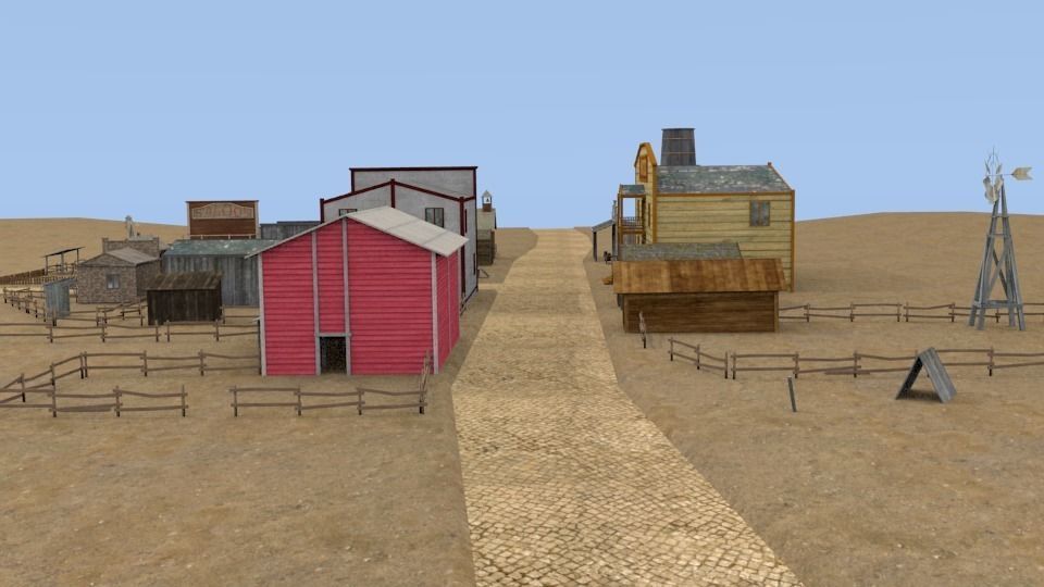 Western town Free low-poly 3D model_6