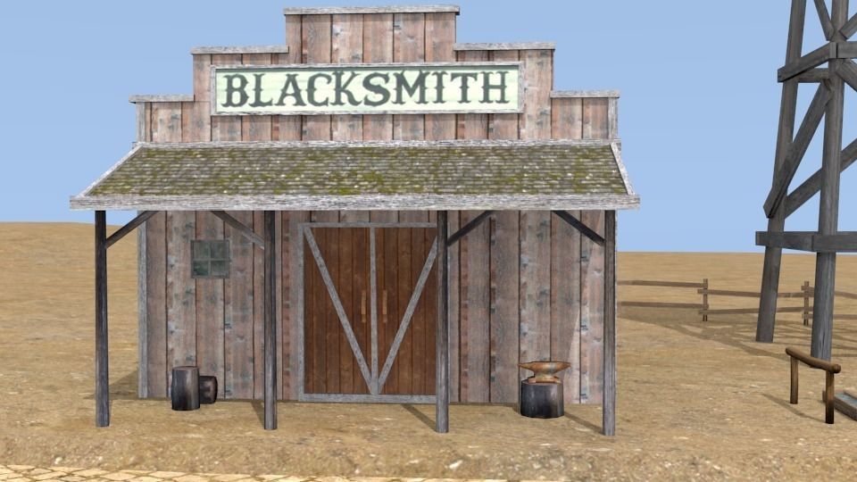 Western town Free low-poly 3D model_18