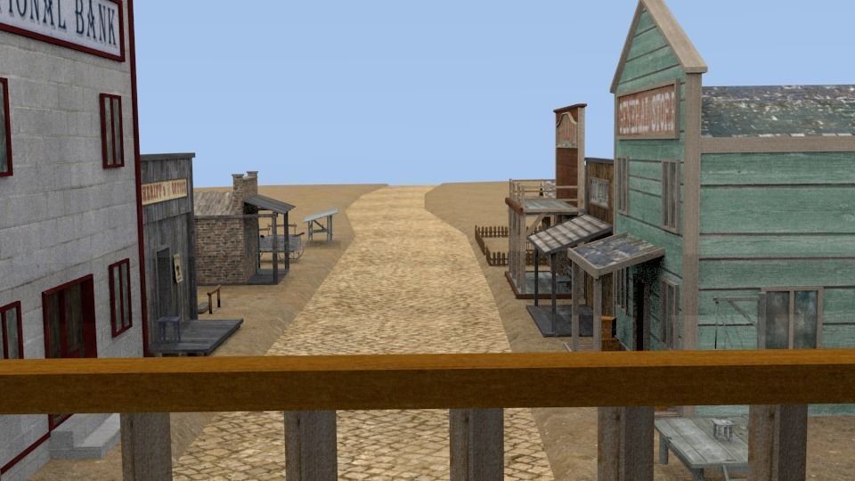 Western town Free low-poly 3D model_7