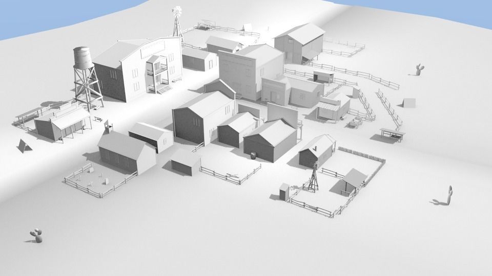 Western town Free low-poly 3D model_27