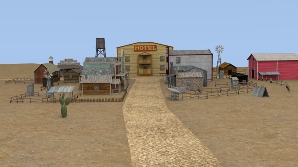 Western town Free low-poly 3D model_4