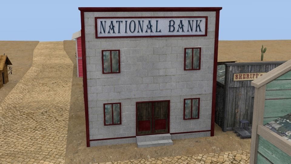 Western town Free low-poly 3D model_8