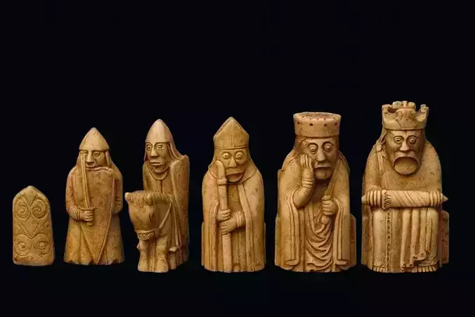 Complete Isle of Lewis chess set 3D printing STL file