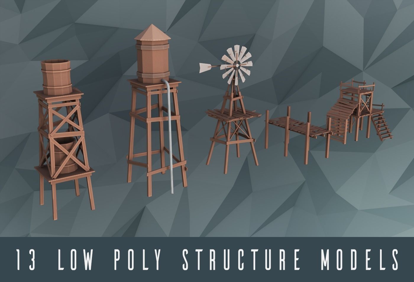 Low poly construction models Low-poly 3D model