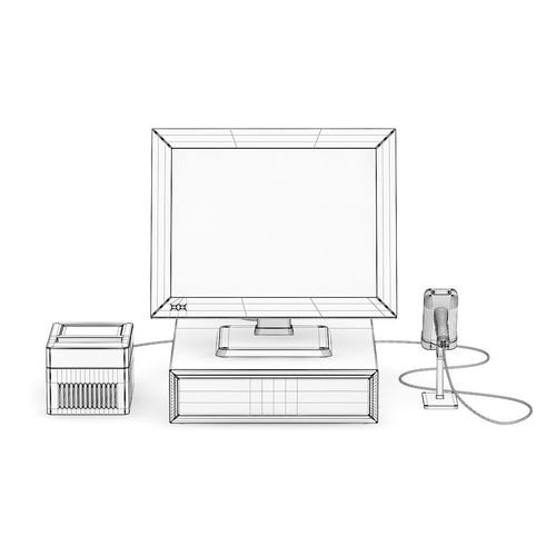 Cash Register with Scanner and Printer 3D model