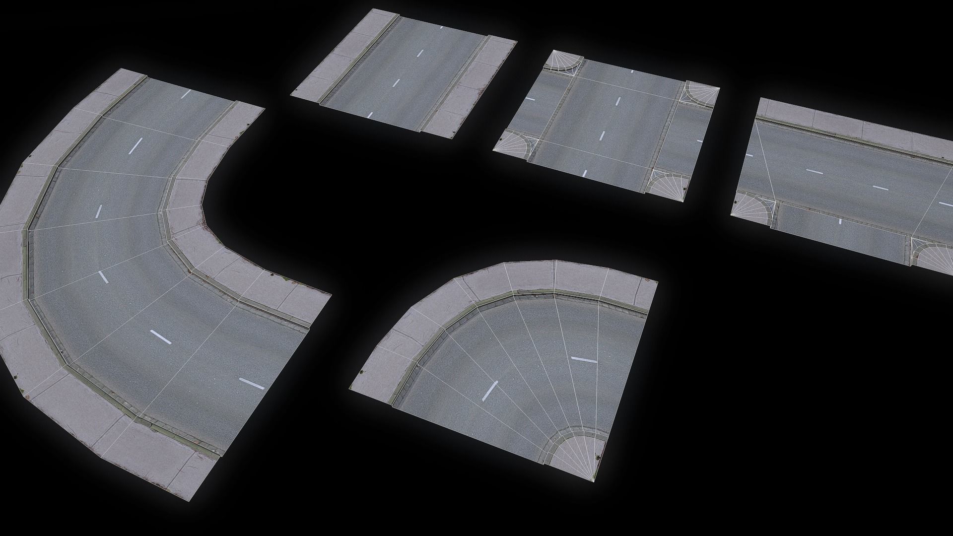 Low Poly Modular Road Network Low-poly 3D model_1