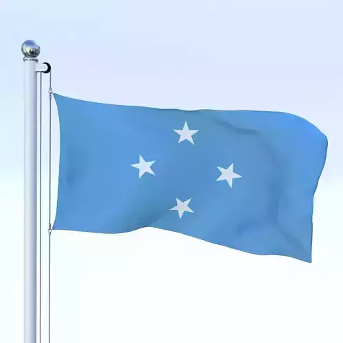 Animated Federated States of Micronesia Flag Low-poly 3D model
