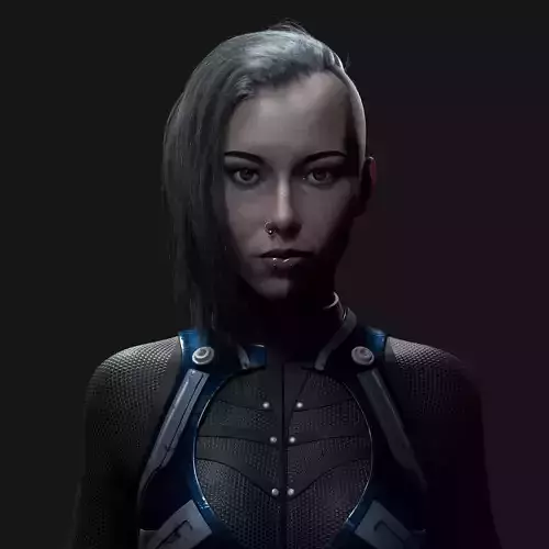 Hyper-realistic female head Low-poly 3D model