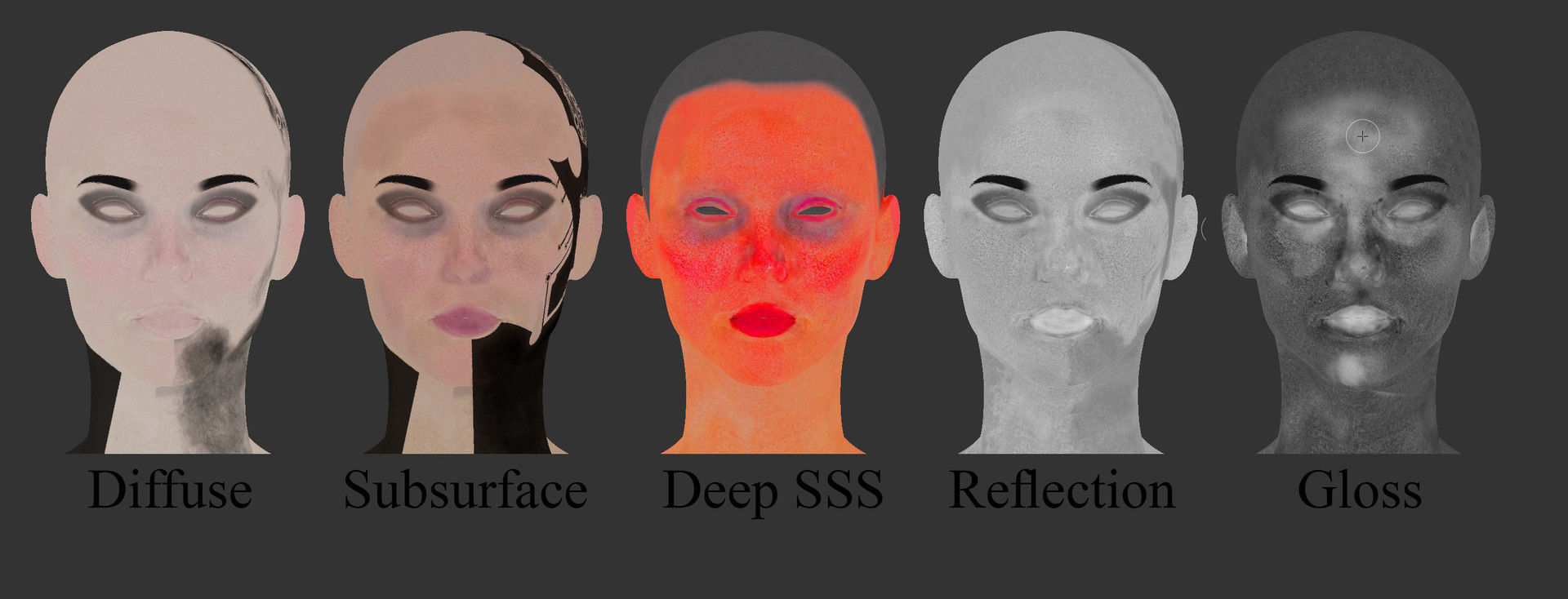 Hyper-realistic female head Low-poly 3D model_4