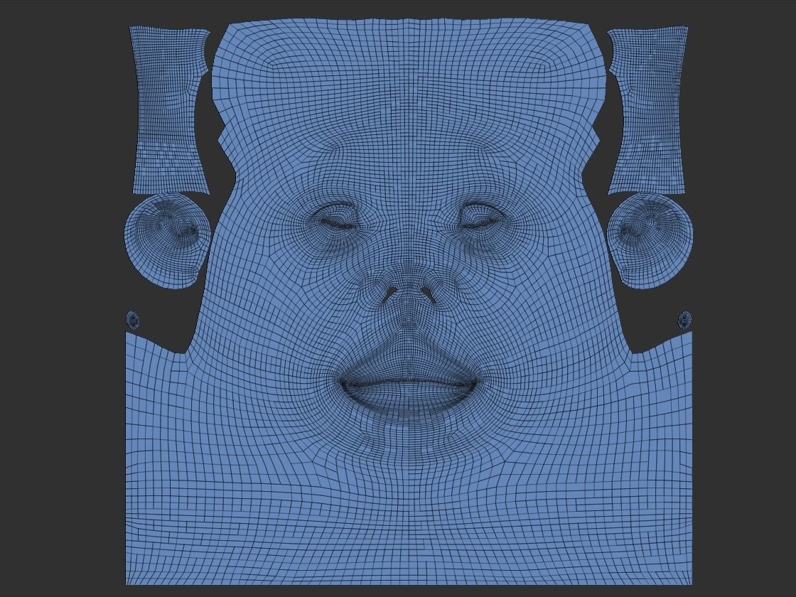 Hyper-realistic female head Low-poly 3D model_2