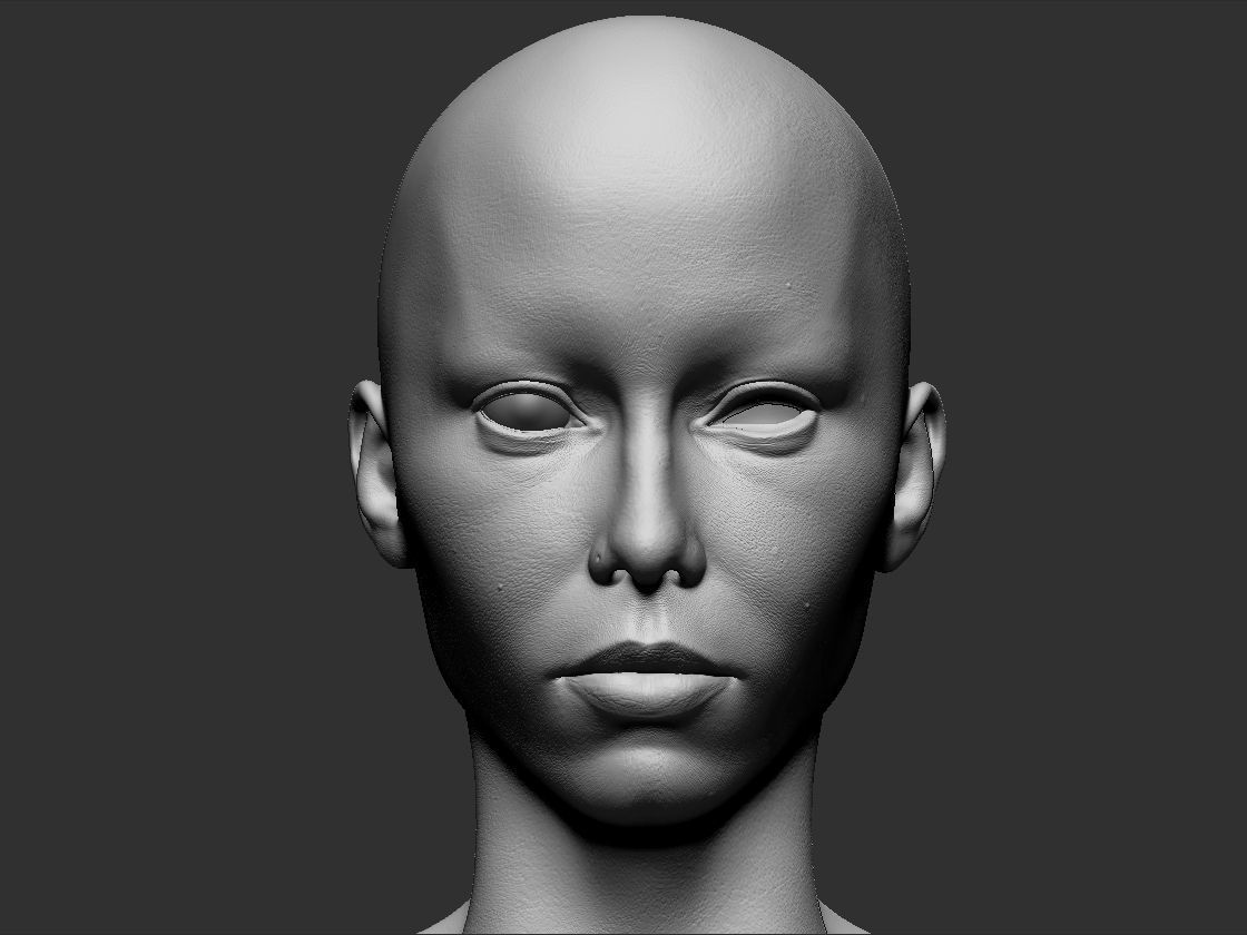 Hyper-realistic female head Low-poly 3D model_3