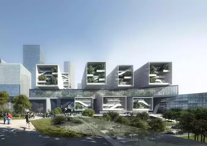 Waterfront Vertical Garden Towers Mixed-Use Complex