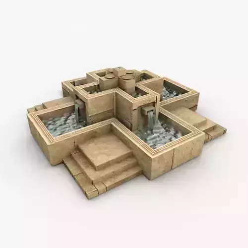 Low poly Fountain with stairs Low-poly 3D model