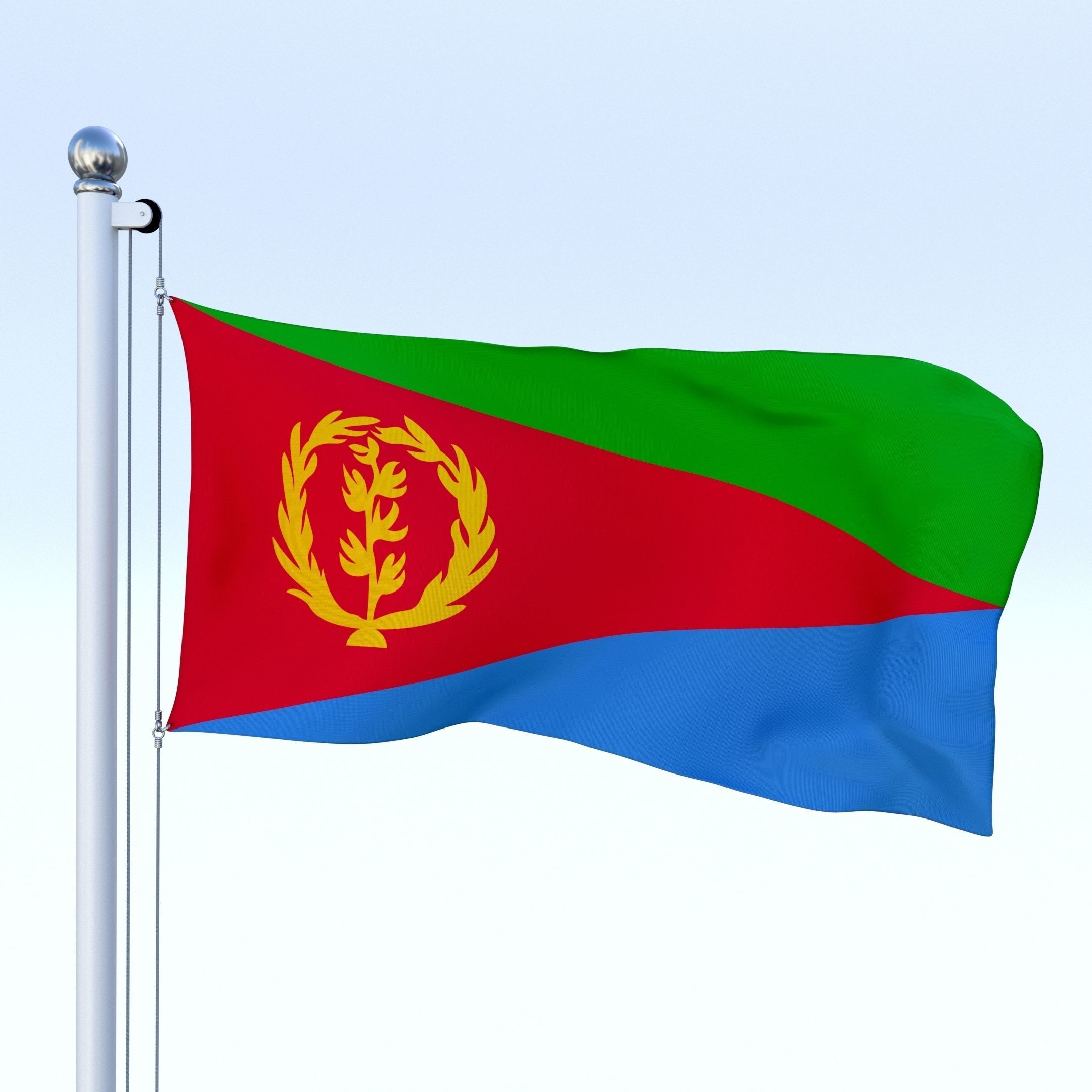 Animated Eritrea Flag Low-poly 3D model_2