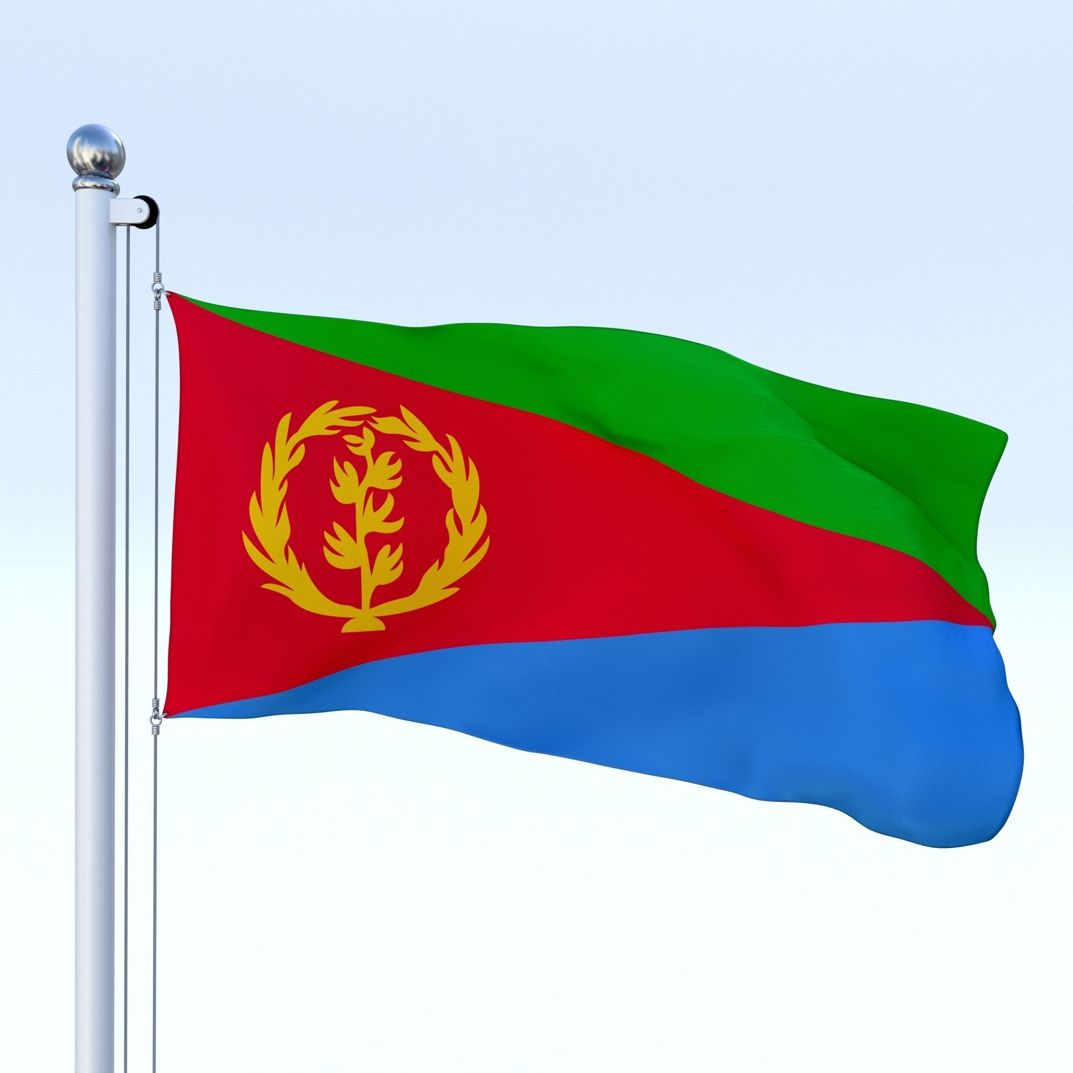 Animated Eritrea Flag Low-poly 3D model_16