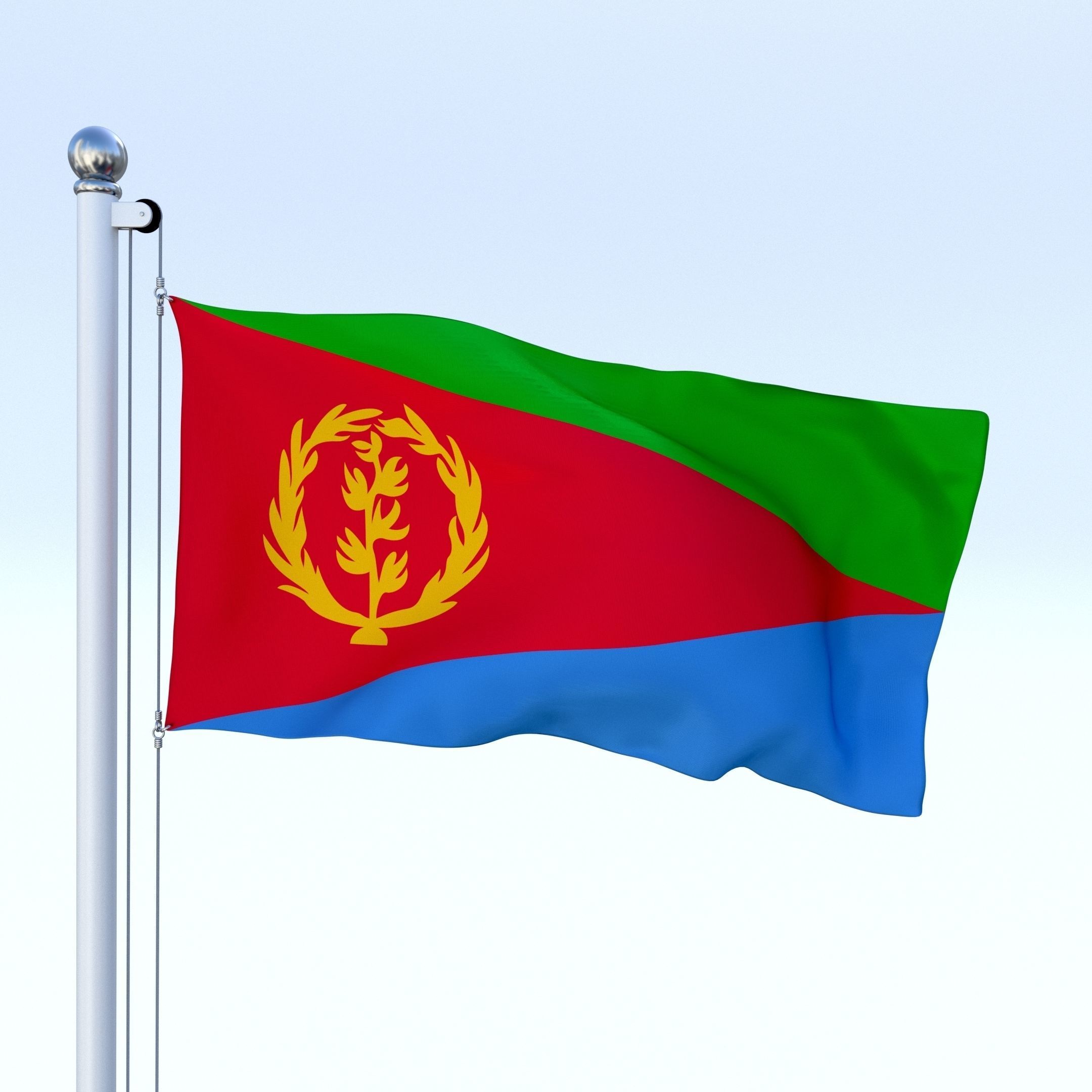 Animated Eritrea Flag Low-poly 3D model_23