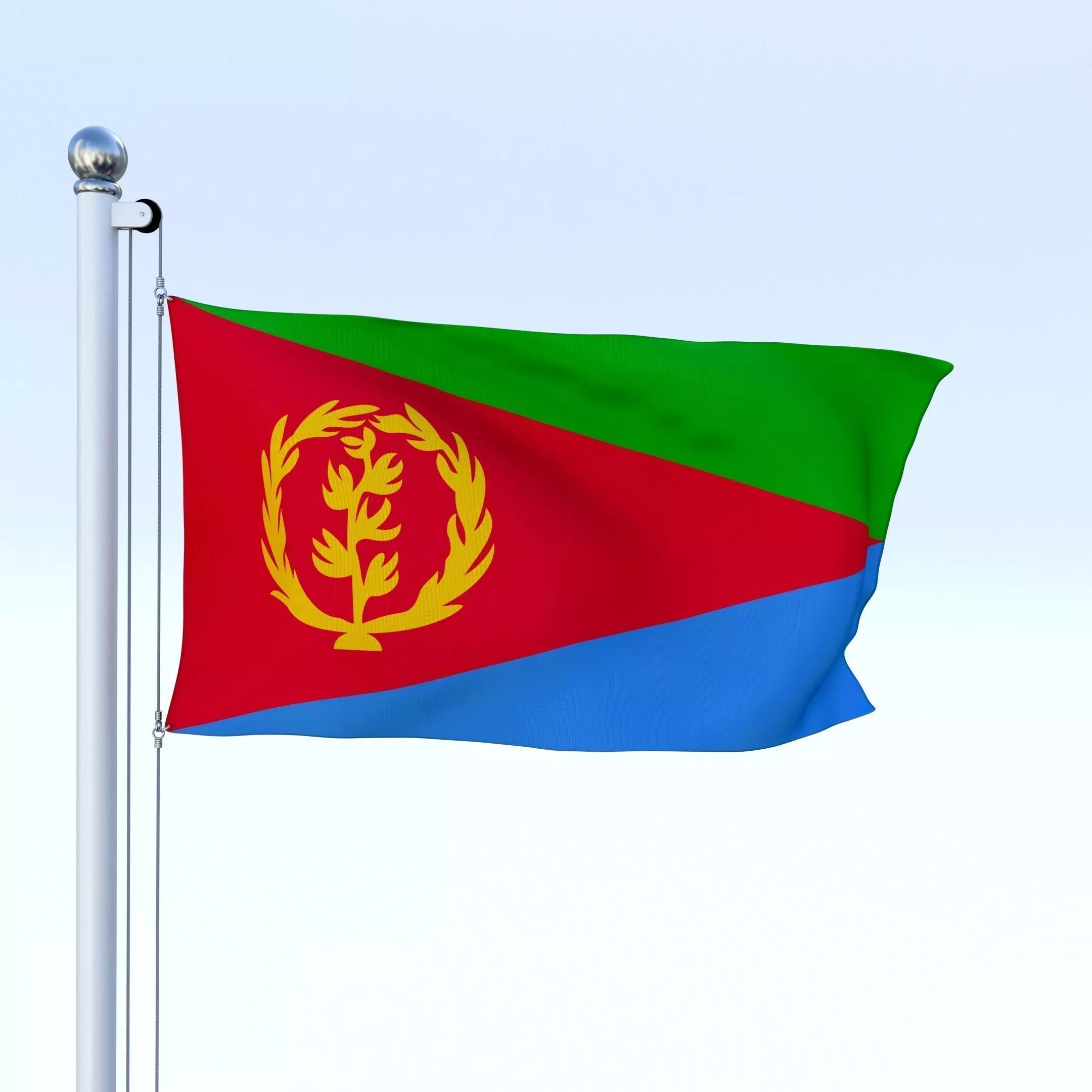 Animated Eritrea Flag Low-poly 3D model_0