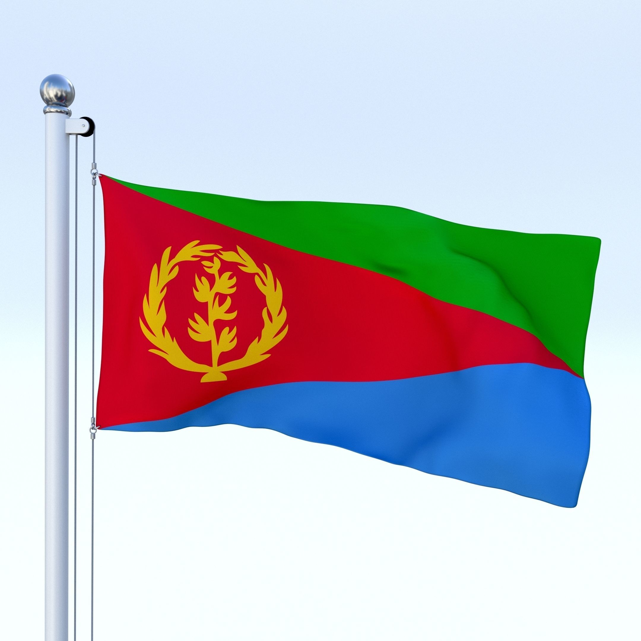Animated Eritrea Flag Low-poly 3D model_8
