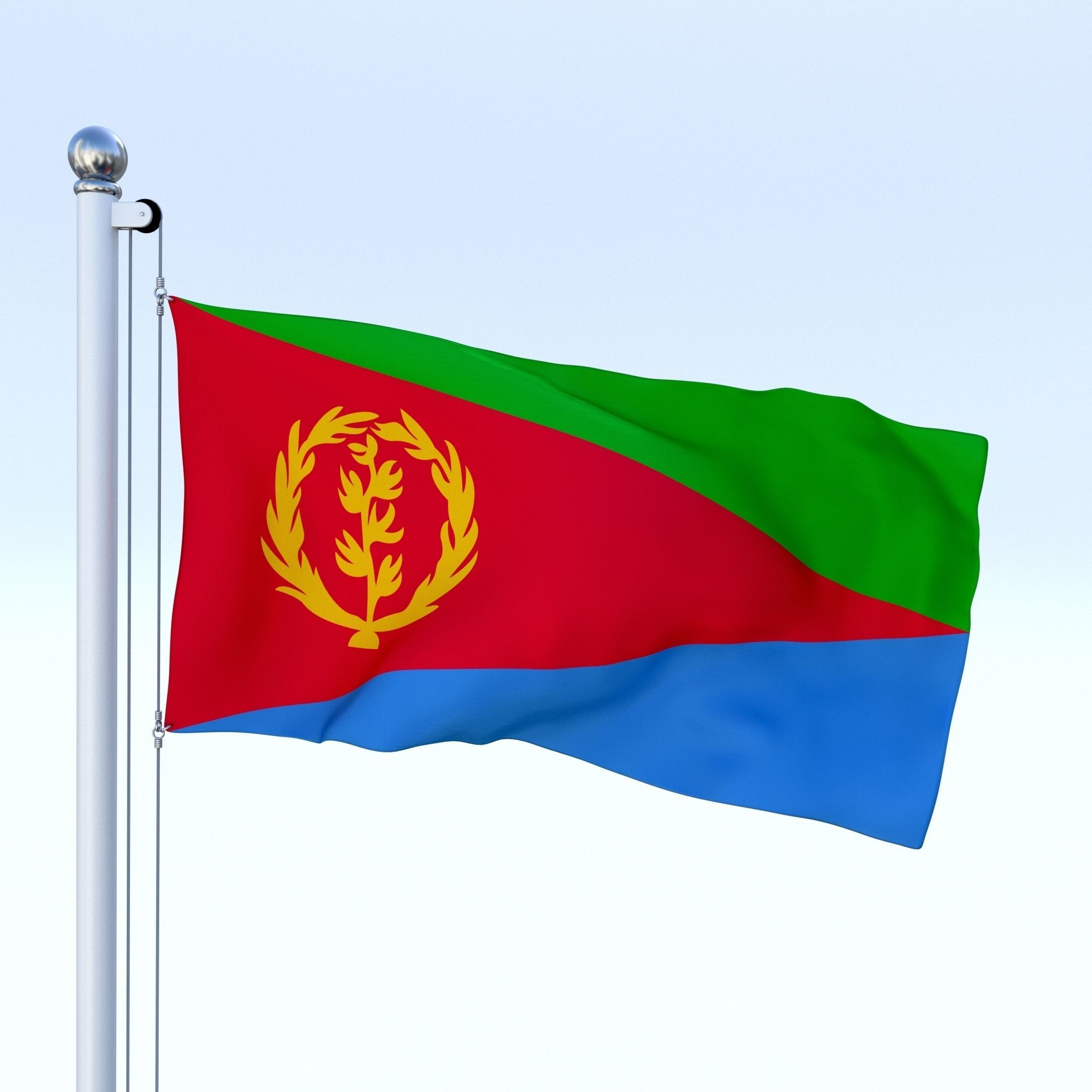 Animated Eritrea Flag Low-poly 3D model_3