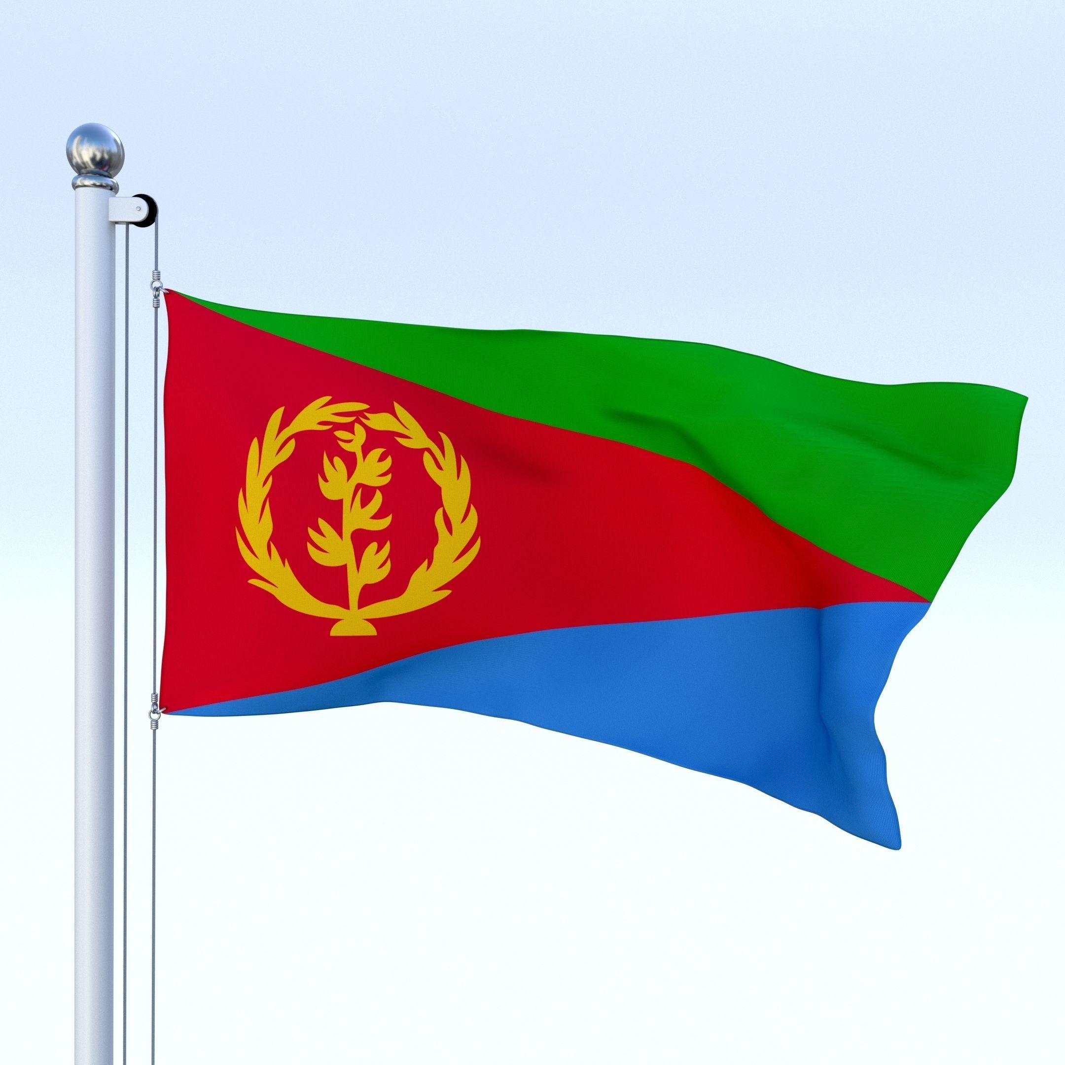 Animated Eritrea Flag Low-poly 3D model_1